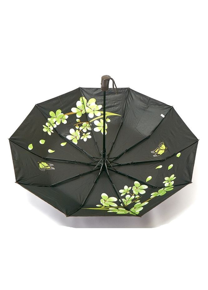 Коричневый зонт женский №m639 полуавтомат на 10 спиц с цветами под куполом коричневый Bellissimo средний система антиветер (303727765)