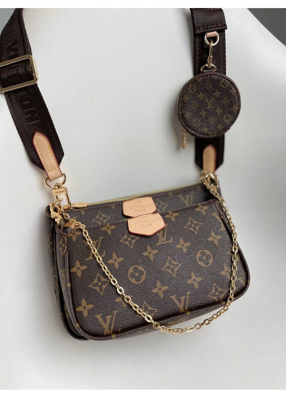 Сумка женская Louis Vuitton Pochete Multi Brown LV коричневая Луи Витон 3в1 крос боди No Brand (364488344)
