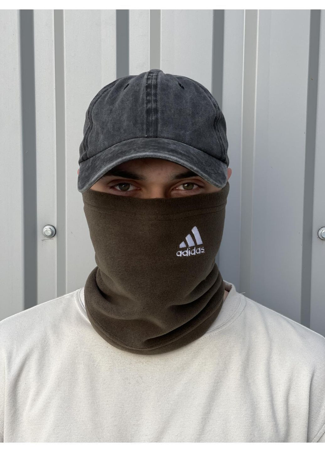 Бафф флісовий теплий з вишитим логотипом хакі No Brand Класичний баф (369976357)