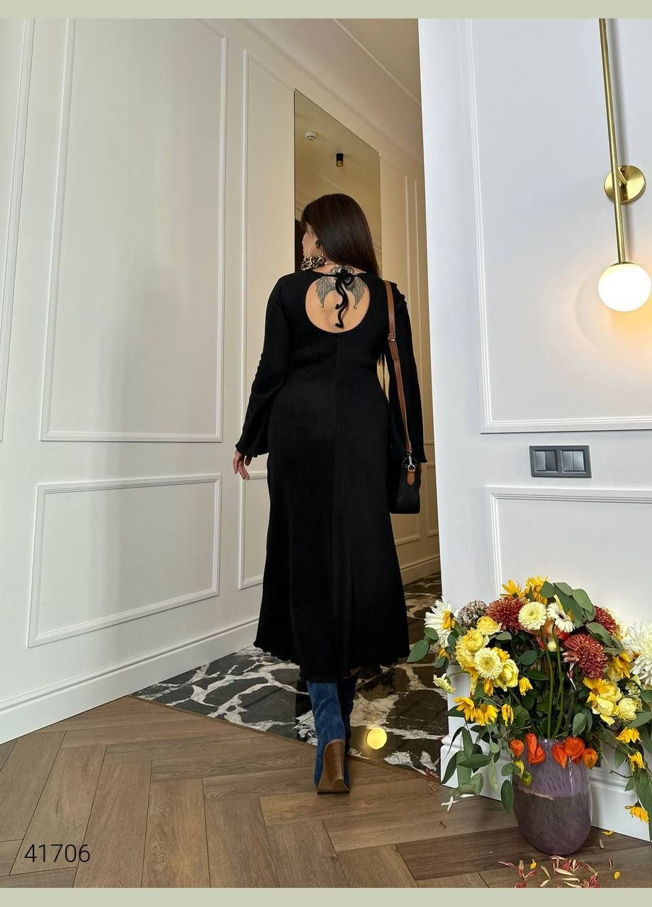 Черное повседневный платье ангоровое больших размеров Liton однотонное