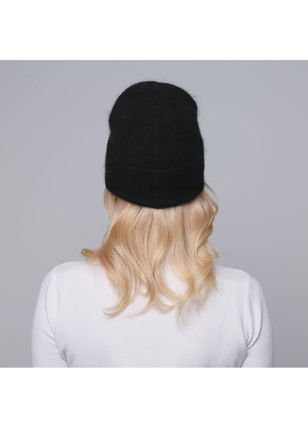 Шапка бини женская ангора черная JUNE LuckyLOOK 001-053 (322790136)