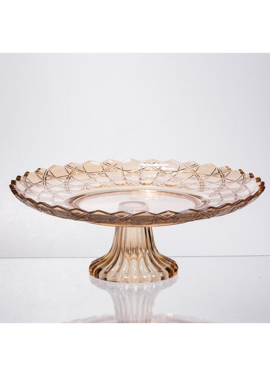 Фруктовниця скляна на ніжці Ø29 (см) кругла ваза цукерниця для фруктів Коричневий 64486-20 (A-047331) Yiwu (370381786)