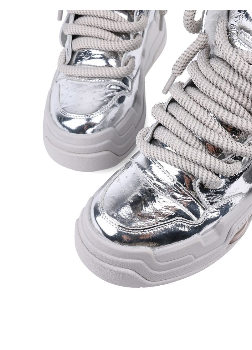 Зимние женские ботинки 211d-28 серебряный кожа MIRATON