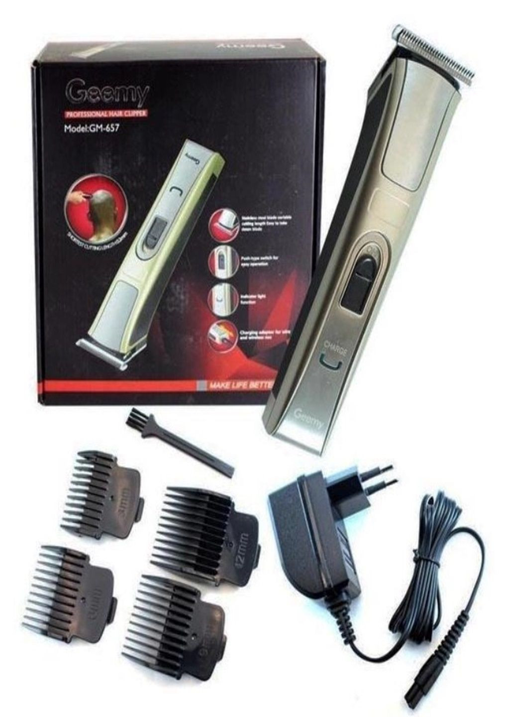 Профессиональная беспроводная машинка GM-657 для стрижки волос и бороды Geemy (289370156)