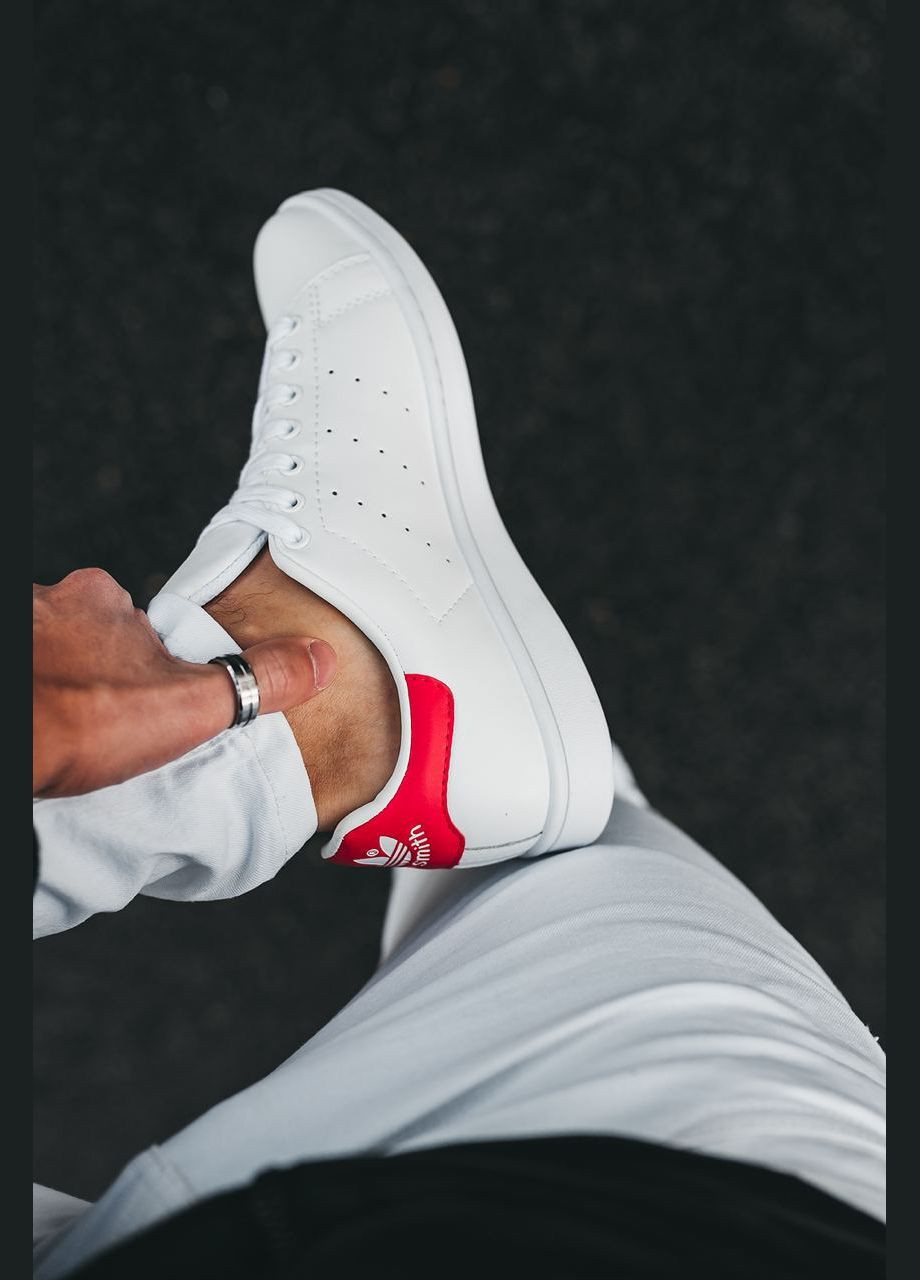 Білі осінні кросівки жіночі adidas Stan Smith White/Red