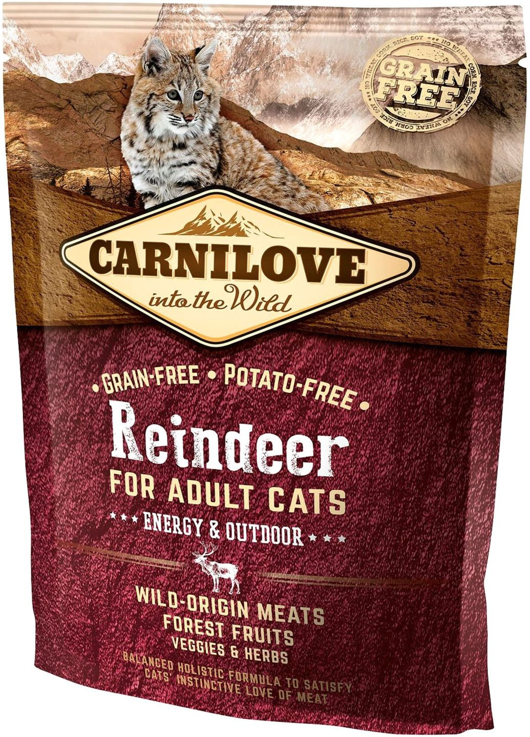 Сухой корм для взрослых активных кошек Raindeer Energy & Outdoor 400 г (8595602512263) Carnilove (364789294)