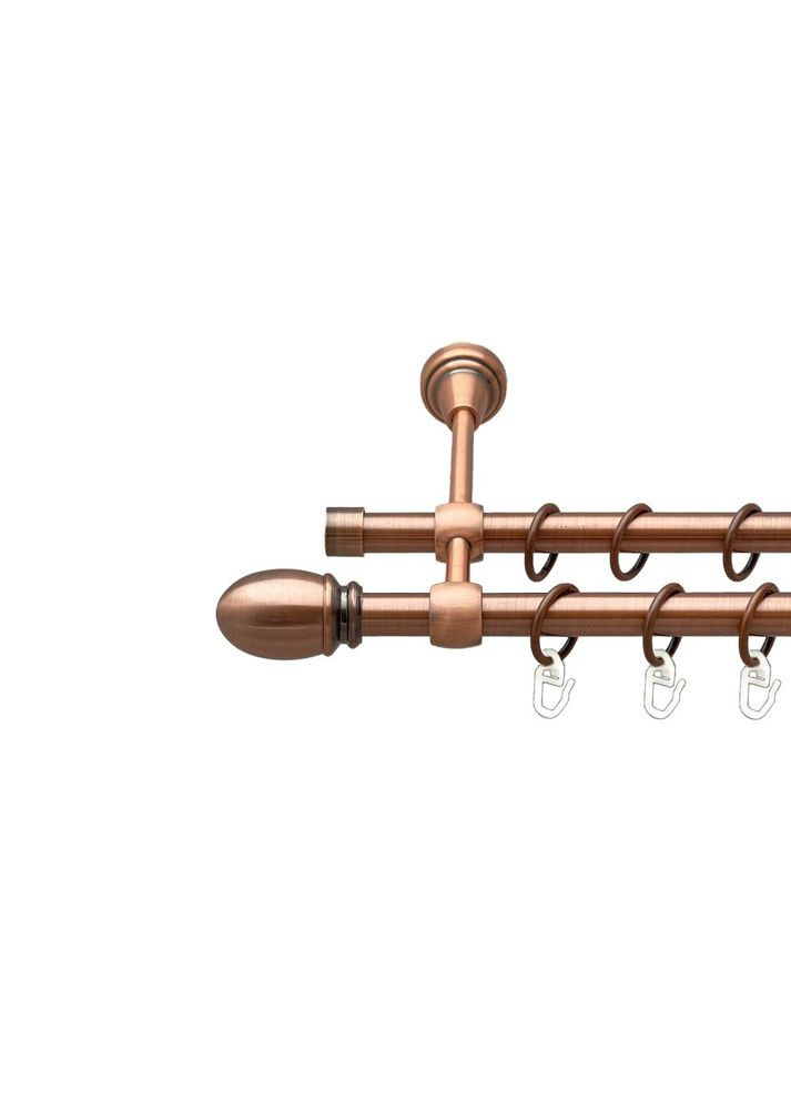 Карниз Белуно металлический двухрядный литой гладкая труба Медь 16\16 мм 240 см (00-00019528) ORVIT (300689233)