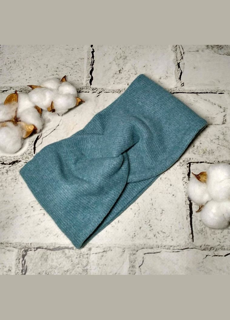 Повязка на голову утепленная из ангоровой ткани чалма узел 55-58 р Аквамарин No Brand (330644123)