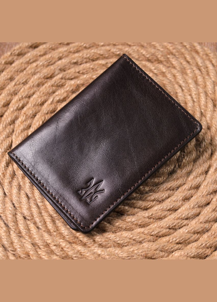 Обложка из глянцевой кожи на военный билет Тризуб ЗСУ 16748 Коричневая Grande Pelle (331913531)