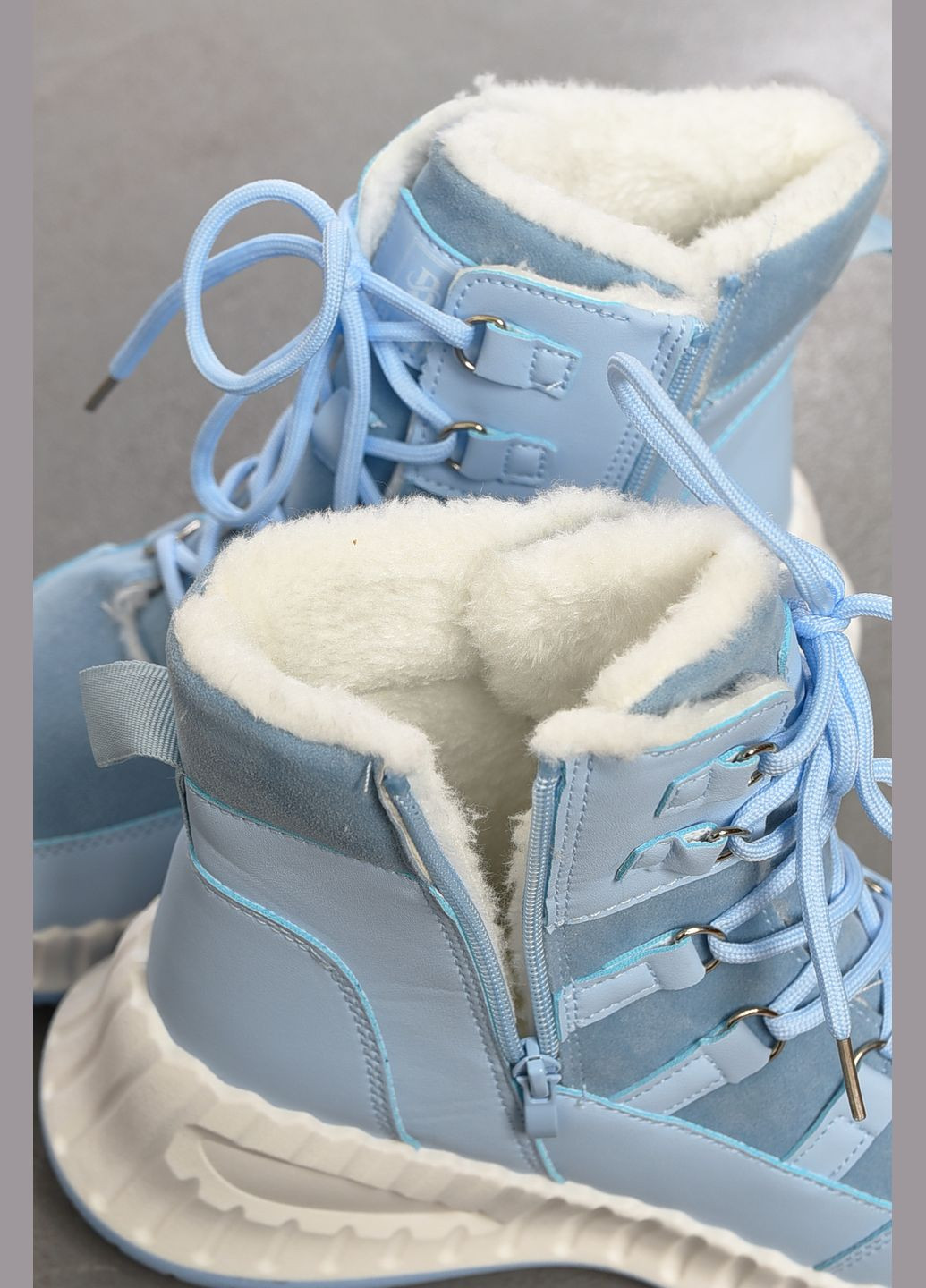 Черевики жіночі зимові на хурті блакитного кольору Let's Shop (313032428)