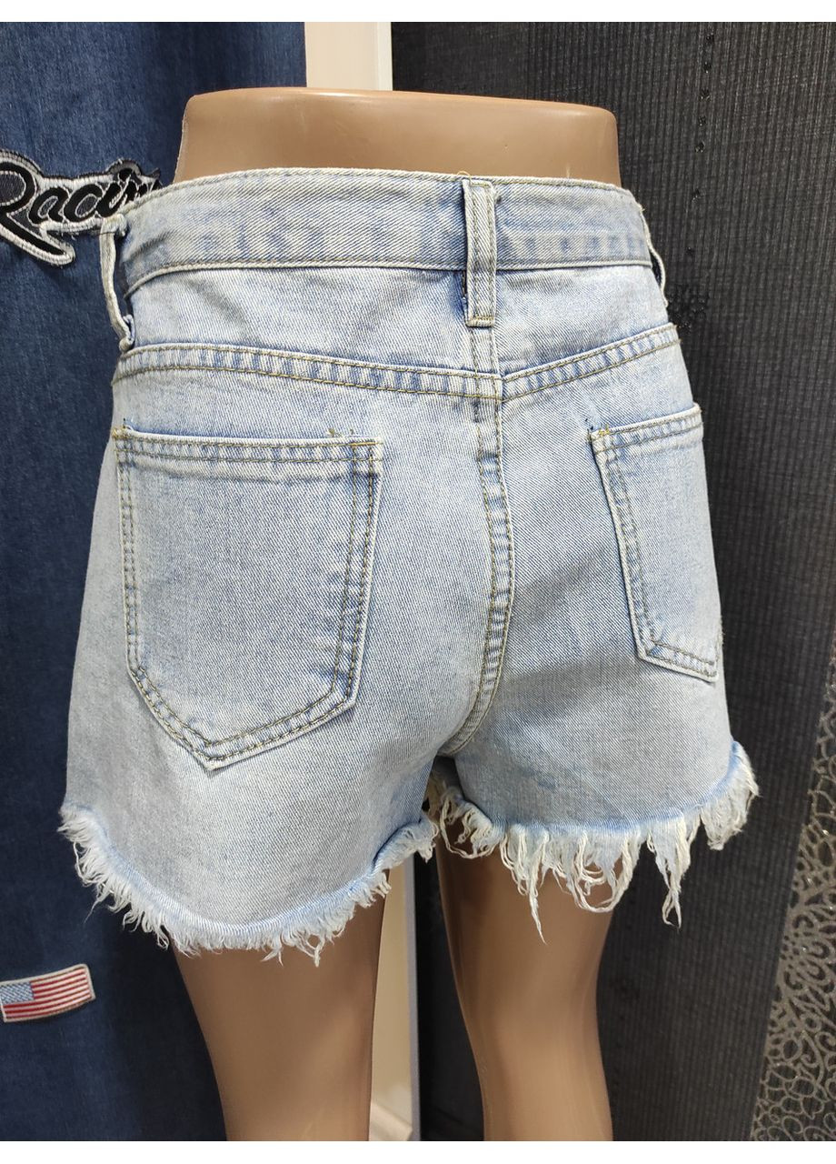 Шорты- юбка женские джинсовые без стрейча стрепы S голубые No Brand (363053993)