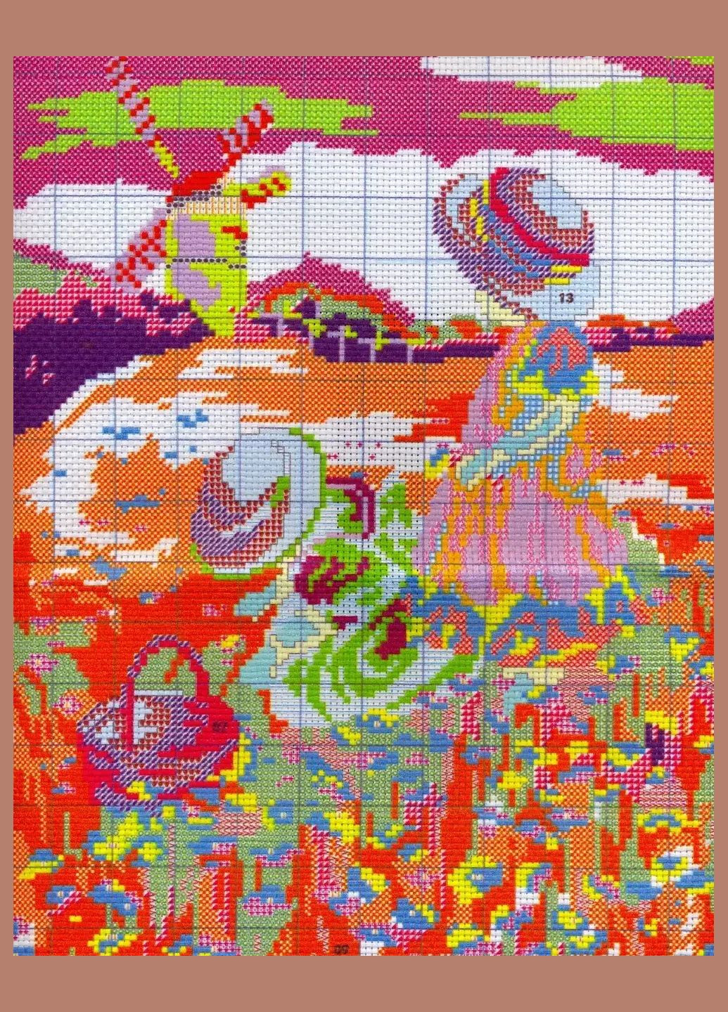 Набор для вышивания по нанесённой на канву схеме "Poppy field". AIDA 14CT printed, 31*37 см Joy Sunday (313613509)