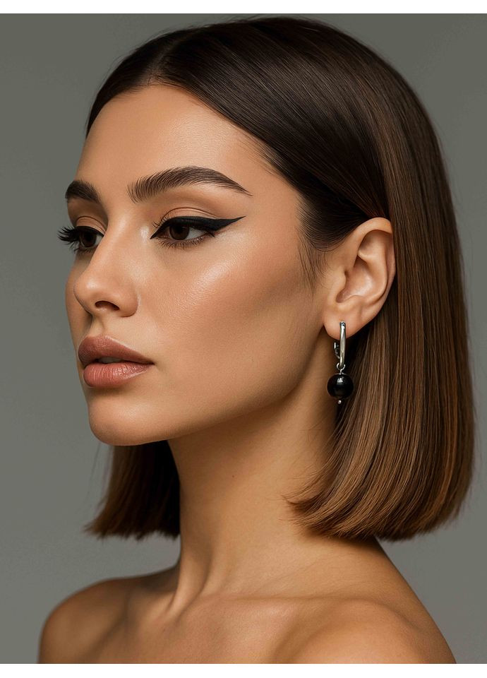 Сережки з чорним агатом 5196 LeBijou (367580647)