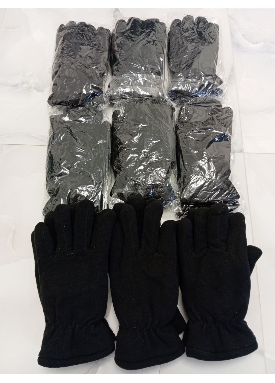 Чоловічі зимові рукавиці з флісу в чорному кольорі Pipo (370784259)