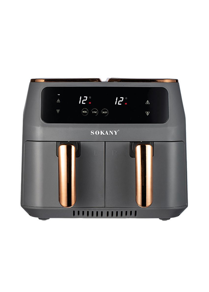Аерогрильфритюрниця на 8 літрів 2 контейнери з таймером, сірий Sokany SK-ZG-8030 (297668714)