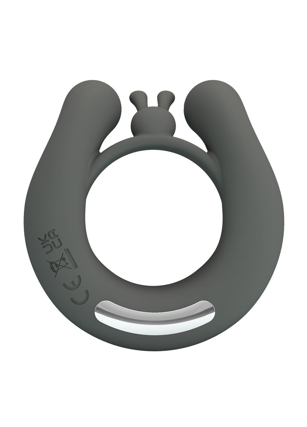 Виброкольцо со стимулирующими выступами Dahlia и ушками, серое Pretty Love (361670015)