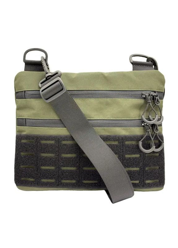 Мужская сумка через плечо, RoKit Olive Black M с патч панелью, Мужская сумка через плечо под патчи. HardKIT 9377274-HK (370140803)