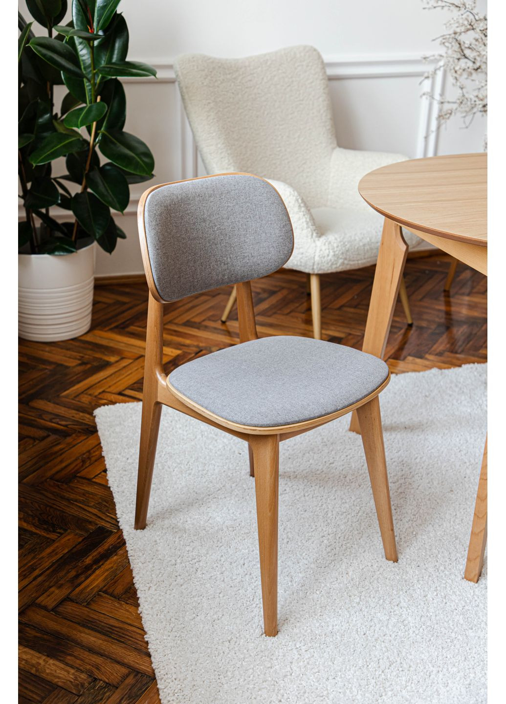 Стул обеденный LULA SOFT Натуральный каркас / Серая ткань Раш 93 Pavlyk (372842763)