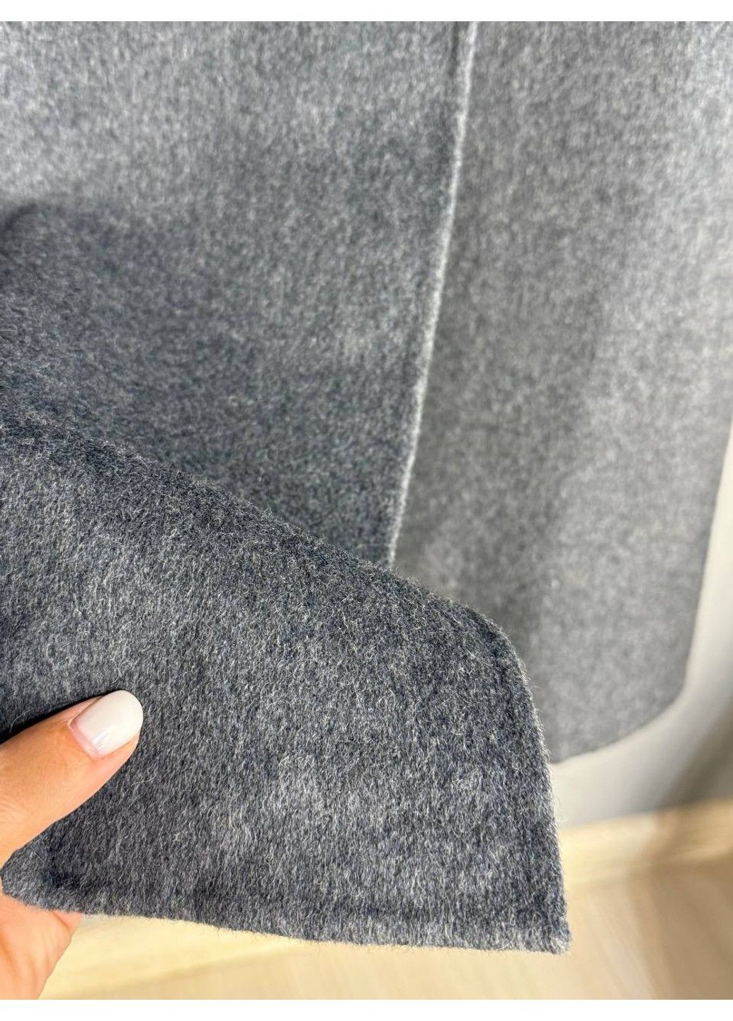 Пальто жіноче 85098 довге оверсайз вовняне двобортне сіре Lady yep (356447361)