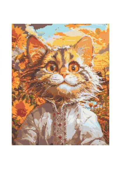 Алмазна мозаїка "Котик у вишиванці" 40х50 см Origami (361412219)