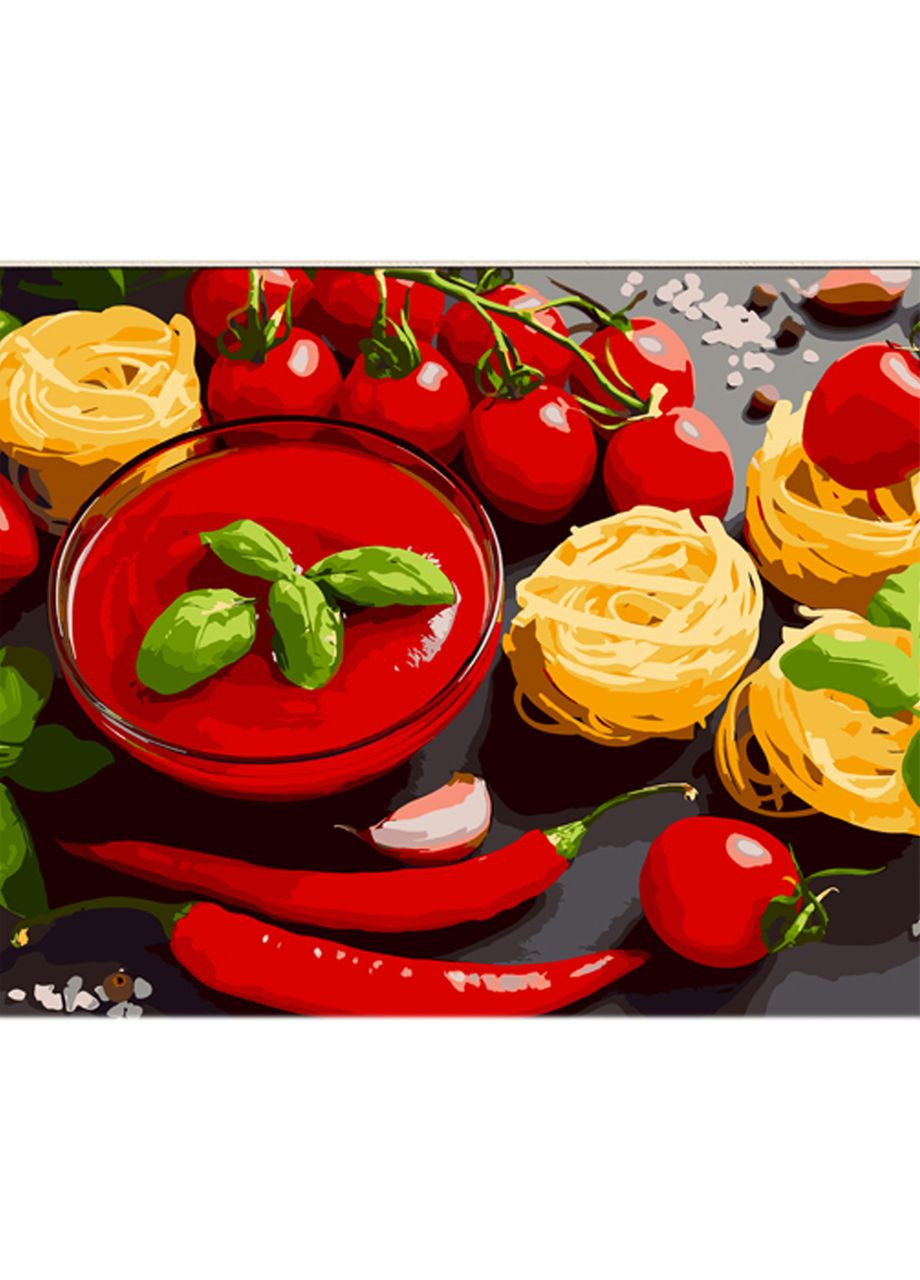 Картина за номерами для дорослих Паста з томатами та чилі від акрилова для творчості см Strateg (362439476)
