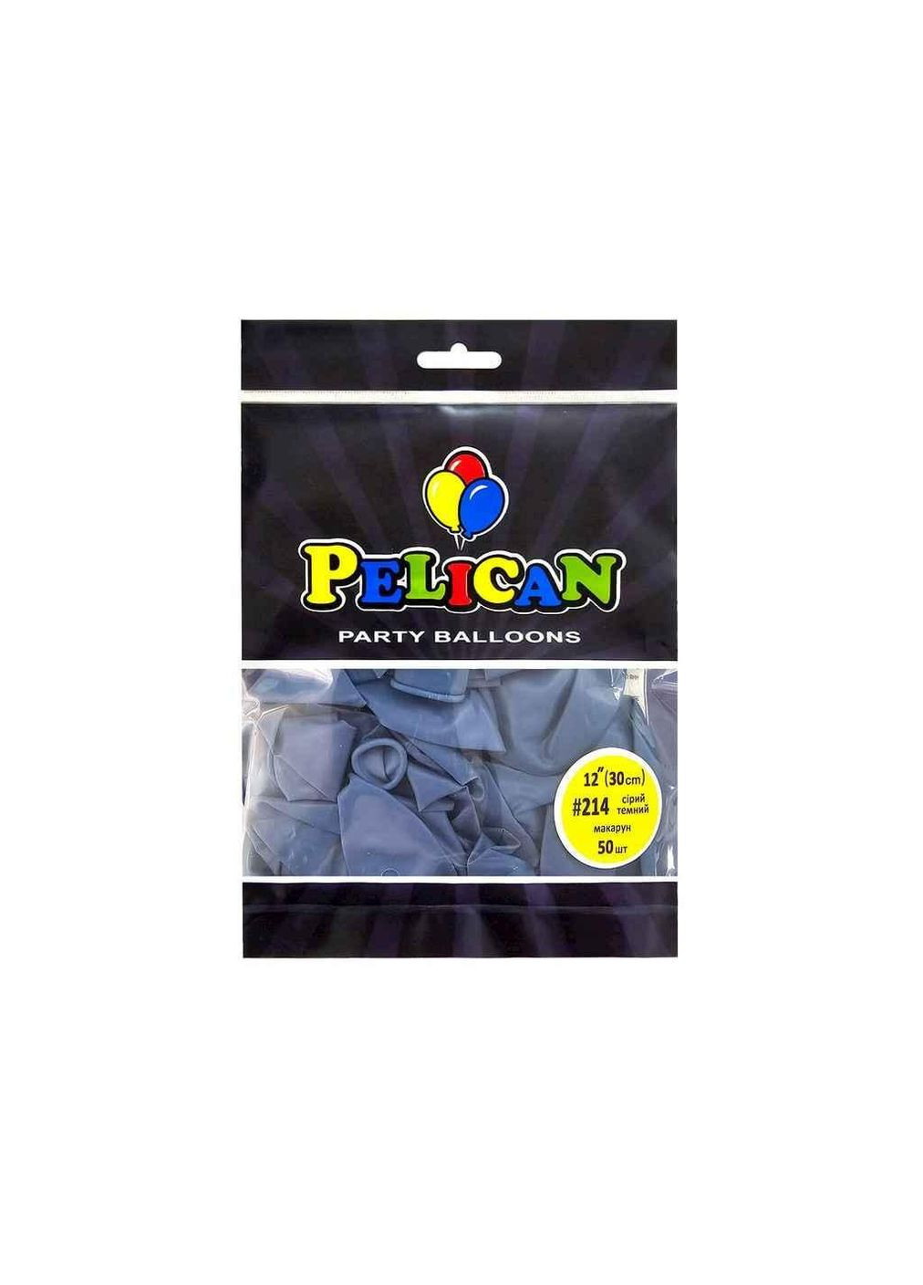 Шарики 12 (30 см) серый темный макарон (50шт/уп) #214 ТМ PELICAN (325258566)