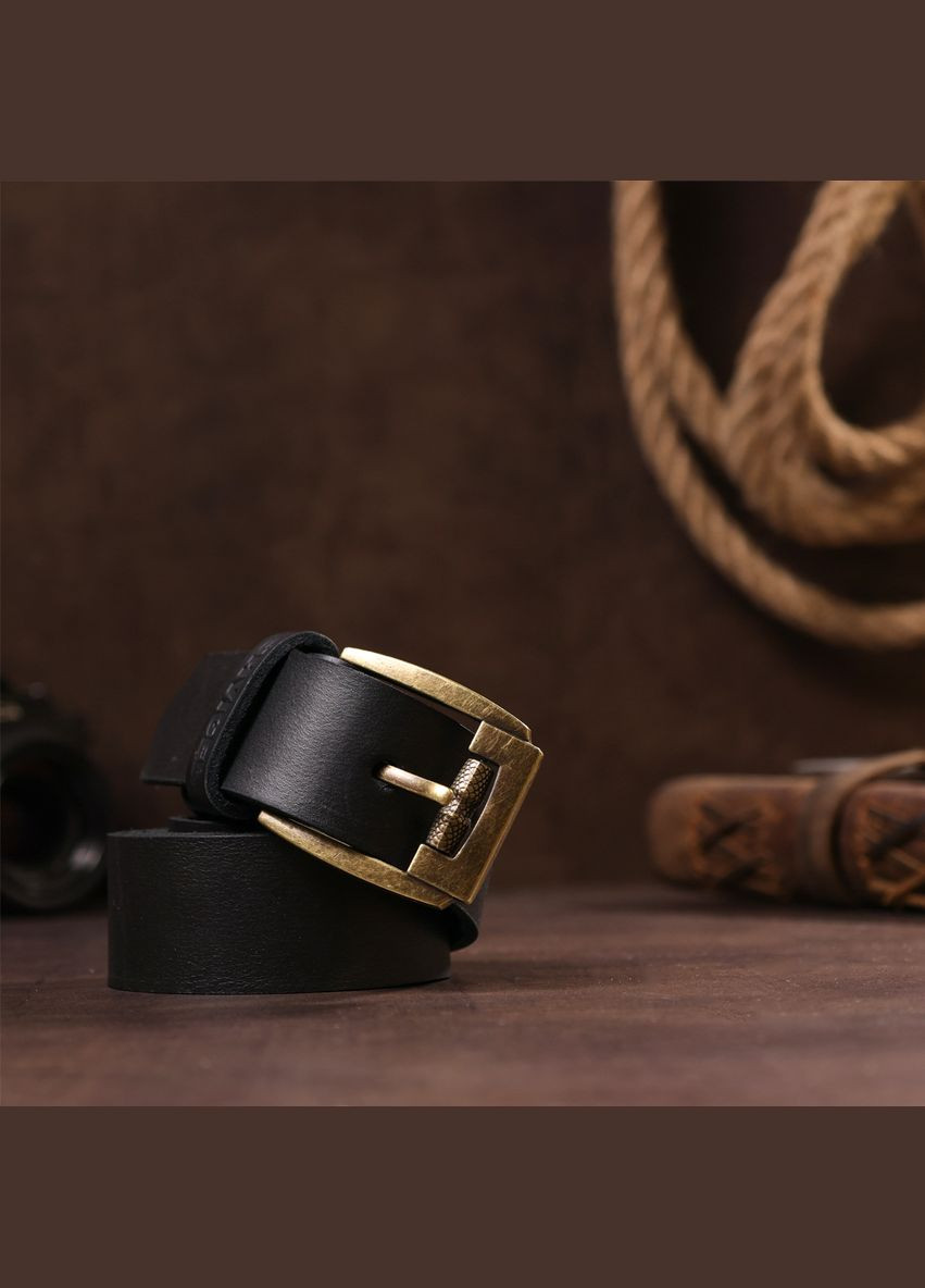 Чоловічий ремінь шкіряний 00001 Чорний Shvigel (302971820)