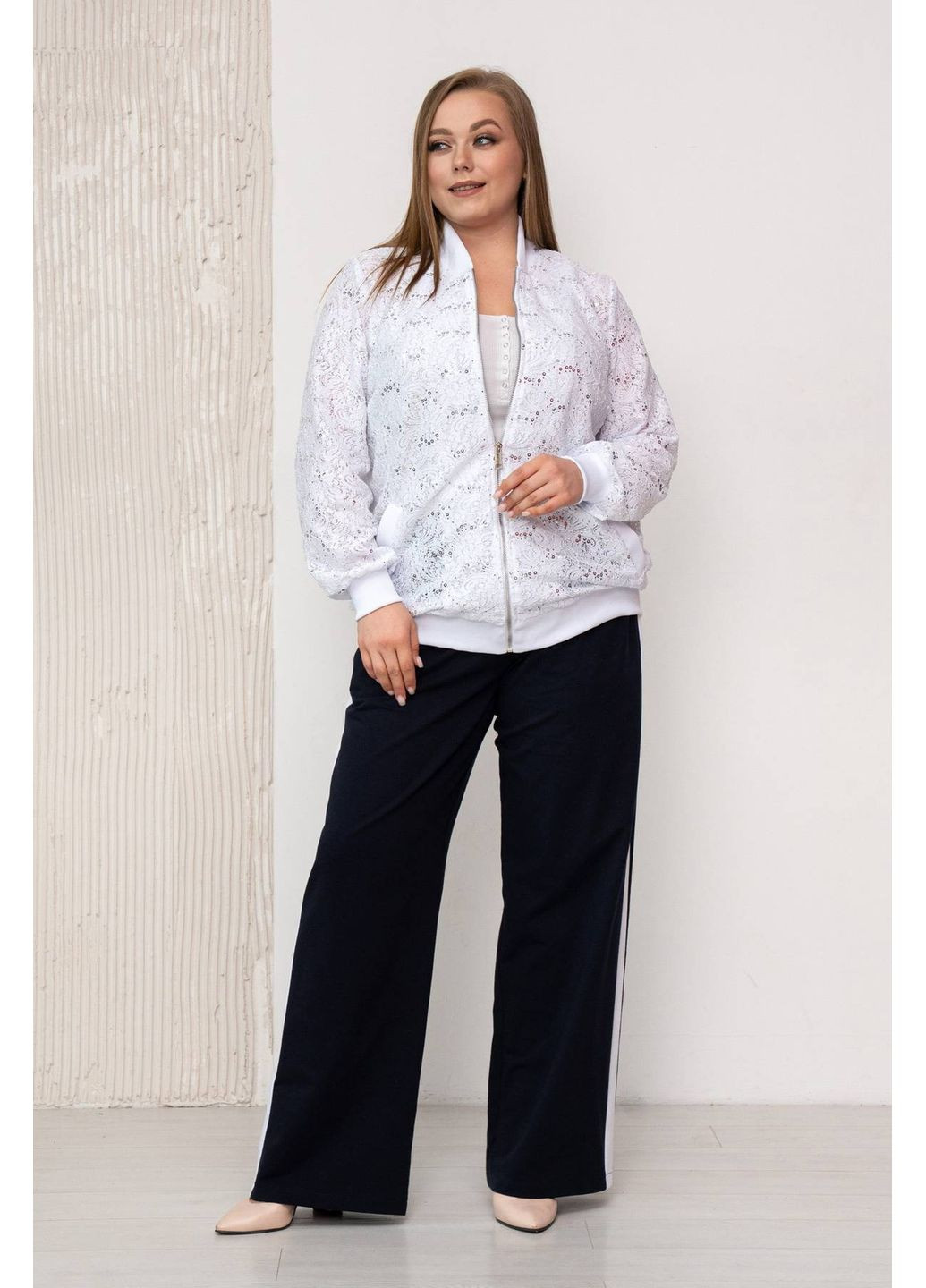 Гипюровый бомбер ТАЛА белый 58 Tatiana (349442010)