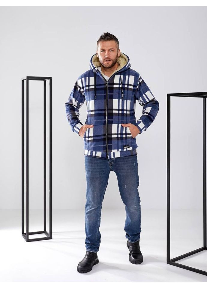 Синяя демисезонная флисовая куртка мужская об-068/1 ( ) No Brand