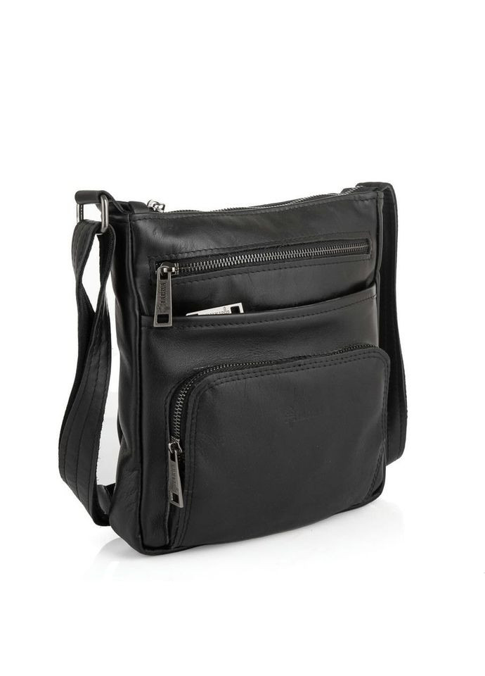 Чоловіча шкіряна сумка через плече компактна планшетка з натуральної шкіри чорна 22*25,5*3,5 см TARWA (329149569)