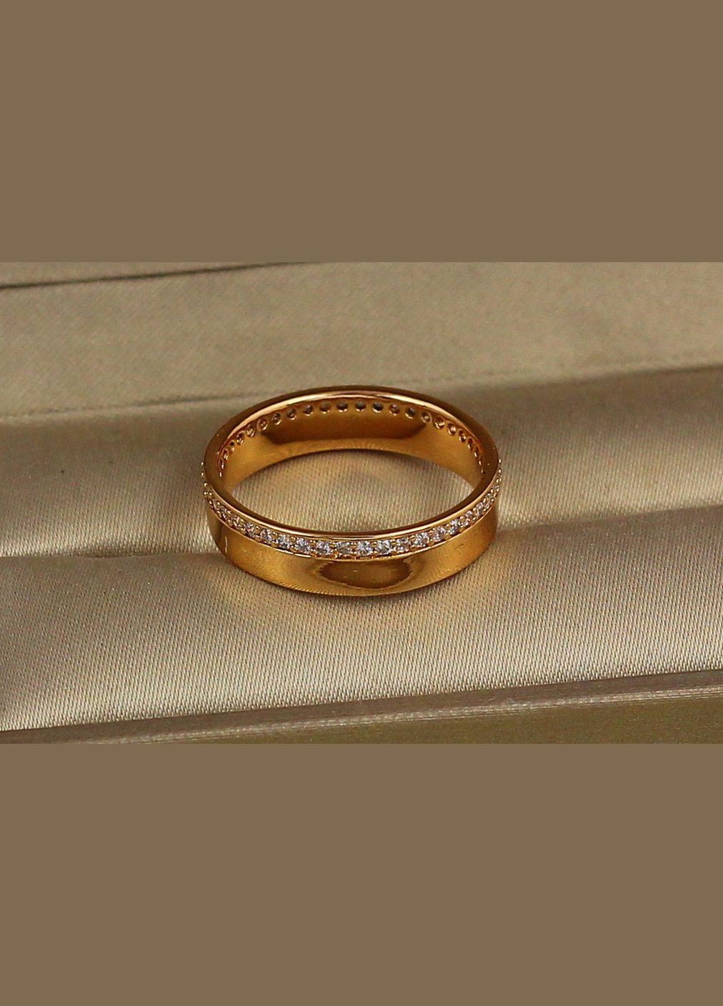 Обручальное кольцо американка с камнями по кругу 5 мм г золотистое Xuping Jewelry (316432873)