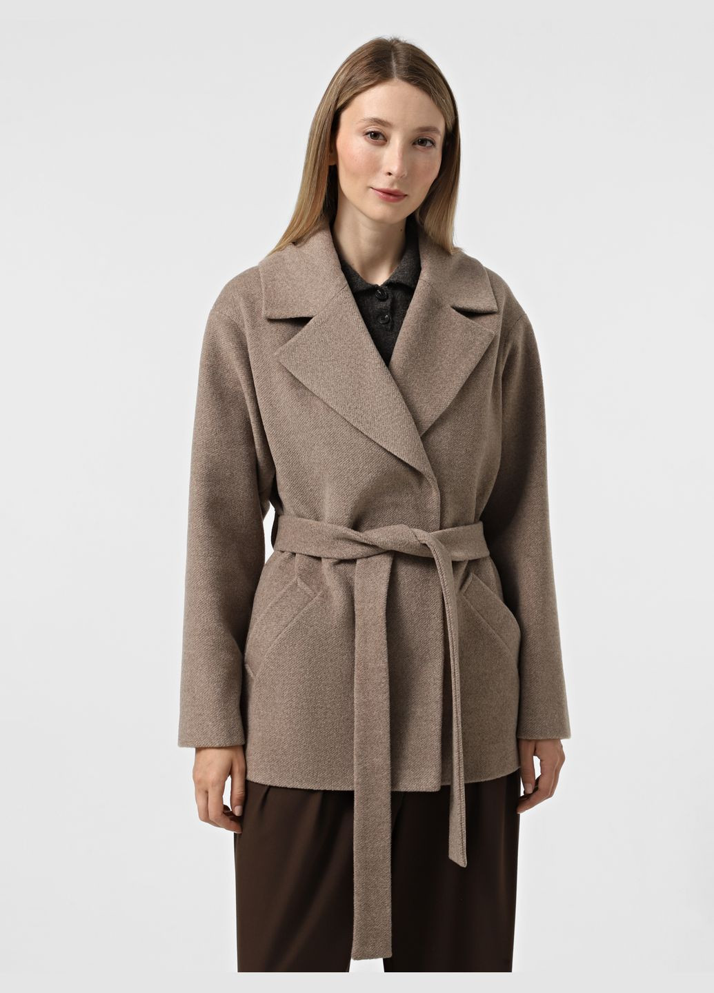 Бежевое демисезонное Пальто демисезонное бежевое 1961BJ однобортное DANNA