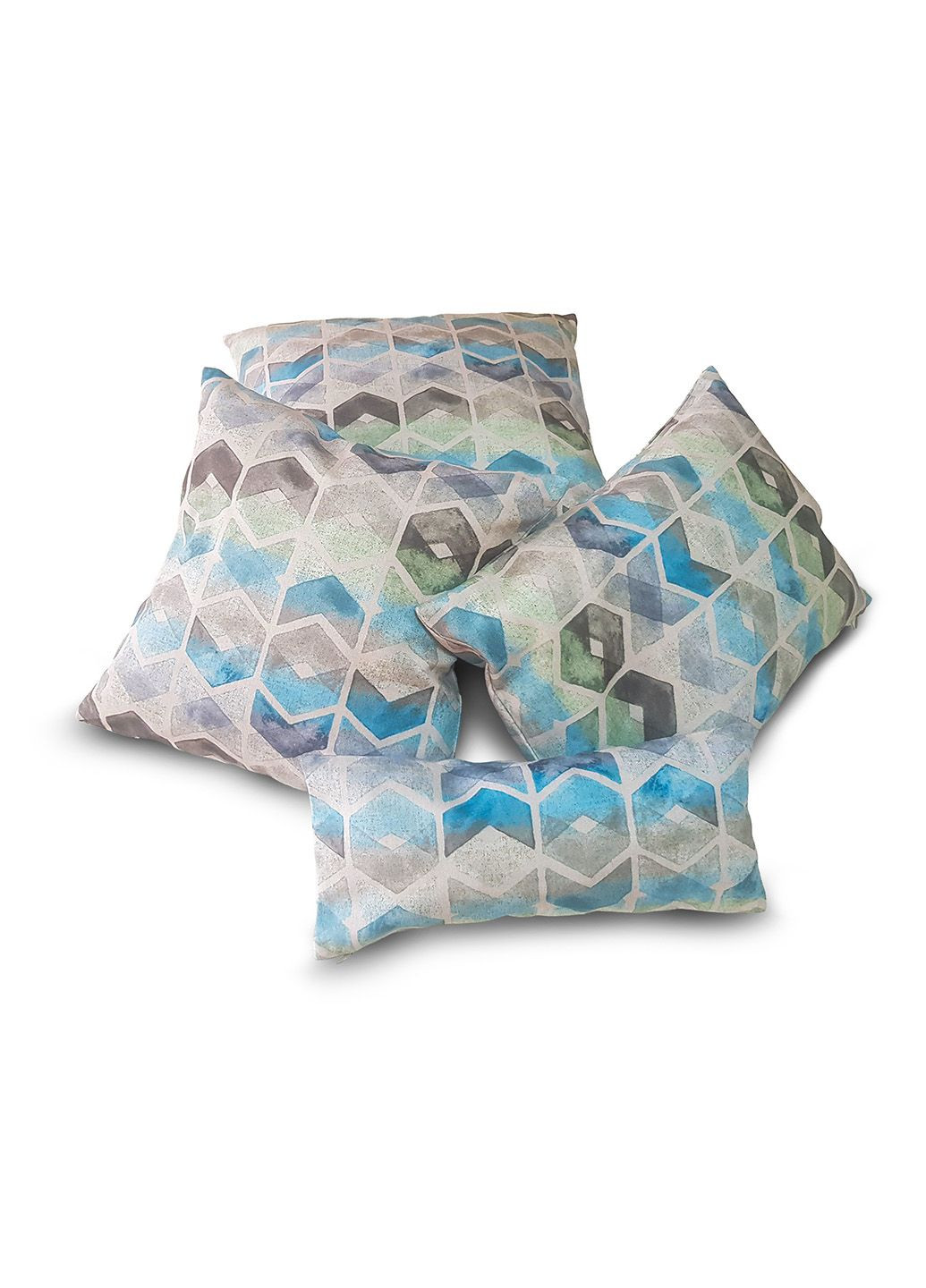 Комплект декоративних подушок Ромби Акварель 45х45см 1шт 45х30см 1шт 35х35см 1шт 35х15см 1шт різнокольорові (п_0101) Firanka Geometric (307840188)