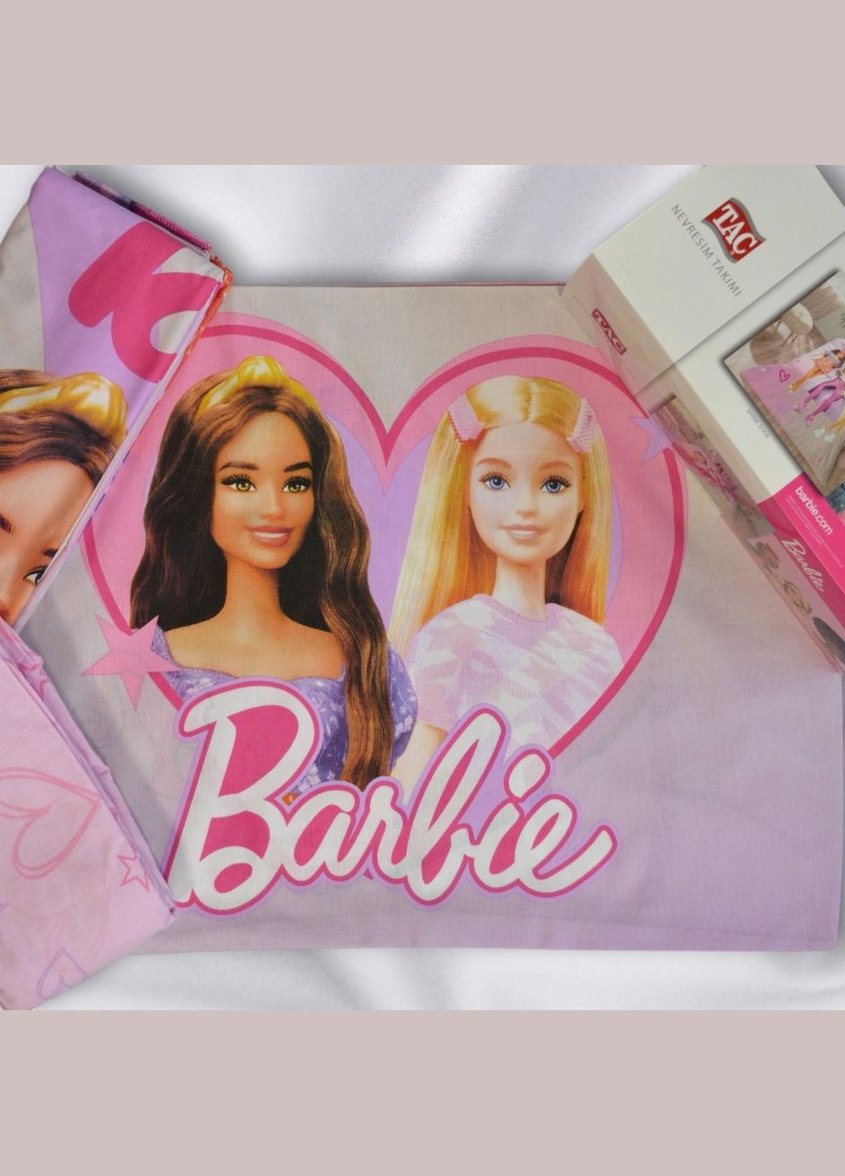 Дитяча постільна білизна полуторна з простирадлом на резинці Ранфорс Барбі Barbie Shine T40713 Tac (324771323)