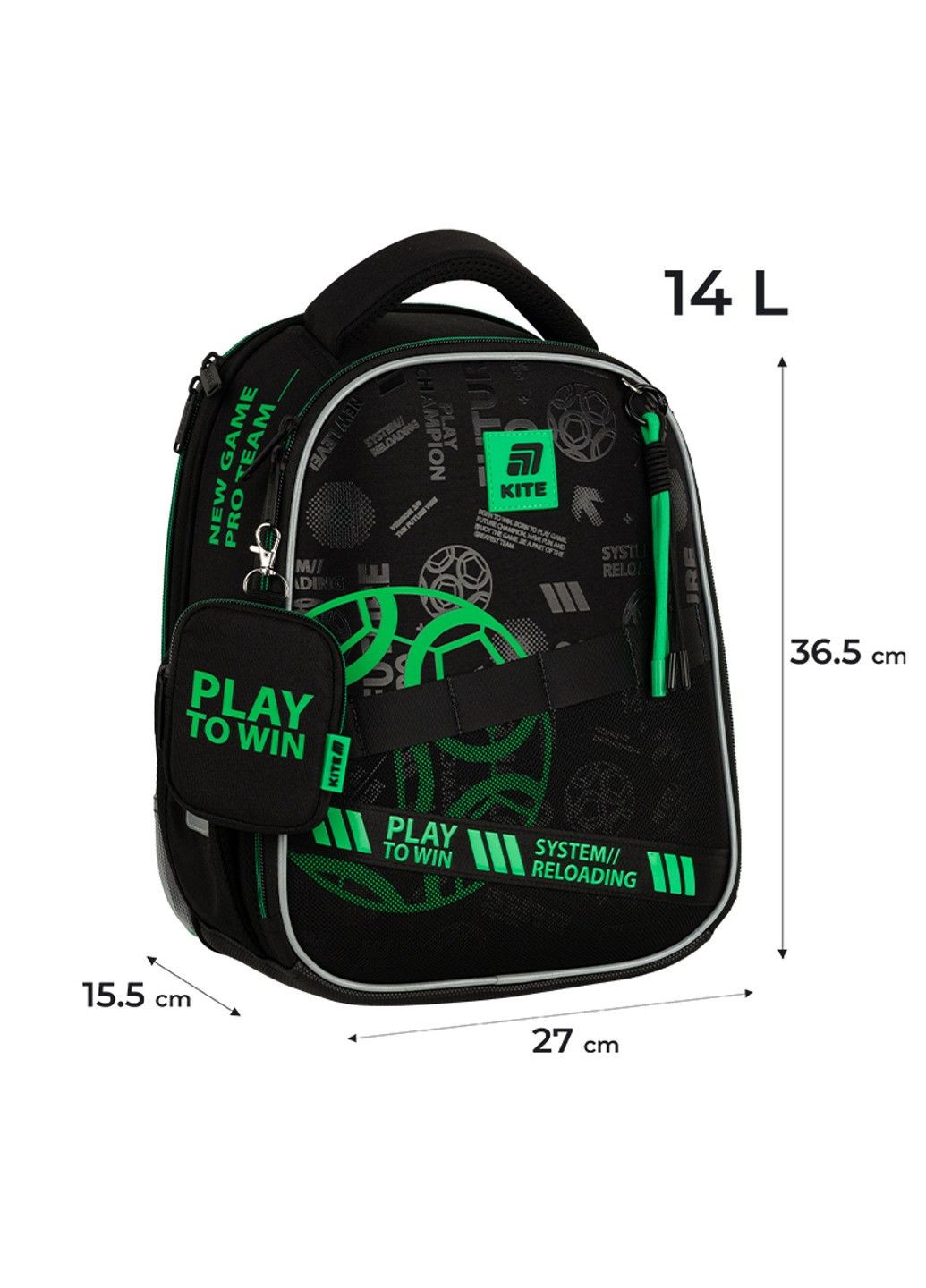 Рюкзак каркасный школьный Education Play&Win K25-555S-2 Kite (335401422)