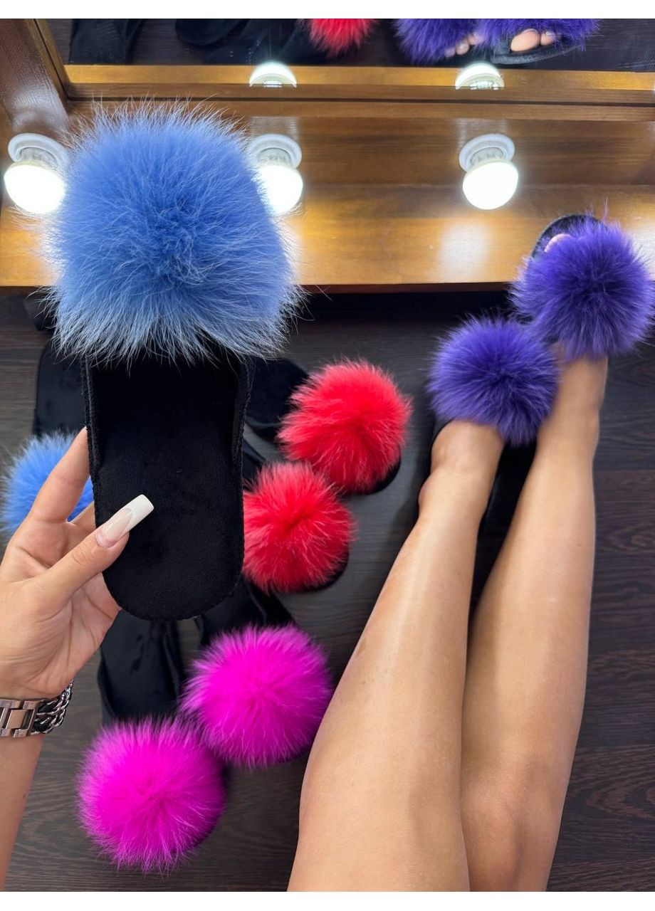 Фиолетовые тапочки женские для ламината с натуральным мехом. фиолетовый, 36 No Brand