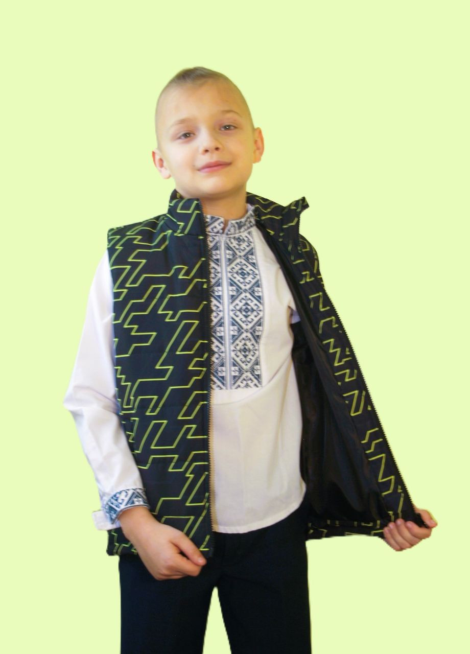 Жилетка детская весна/осень без капюшона 122 размер с карманами принт салатовый цвет Handmade (324252655)