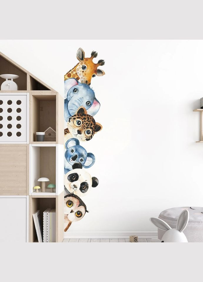 Виниловые наклейки на стену Подглядывающие звери (лист 30 х 90 см) Б398-12 вправо BRUP (302241732)