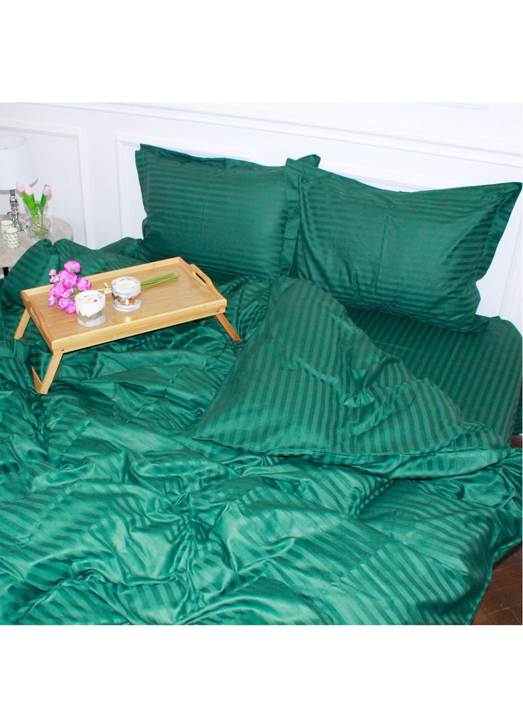 Постільна білизна SatinStripe 30-0017Green 143х210 (m216059) Mirson SatinStripe 30-0017Green 143х210 Сімейний (366566511)