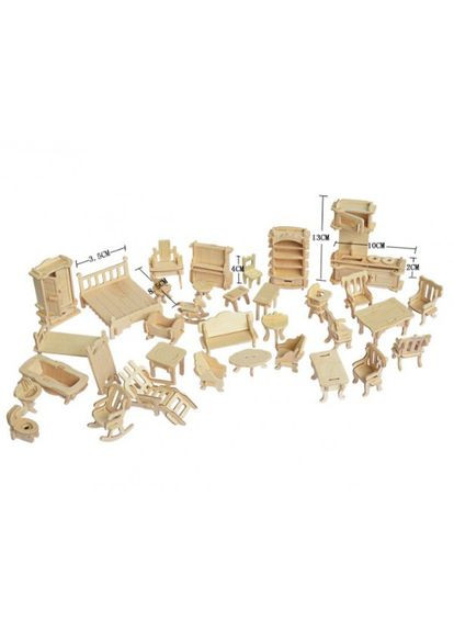 3D Деревянный конструктор. Набор кукольной мебели No Brand (335029615)