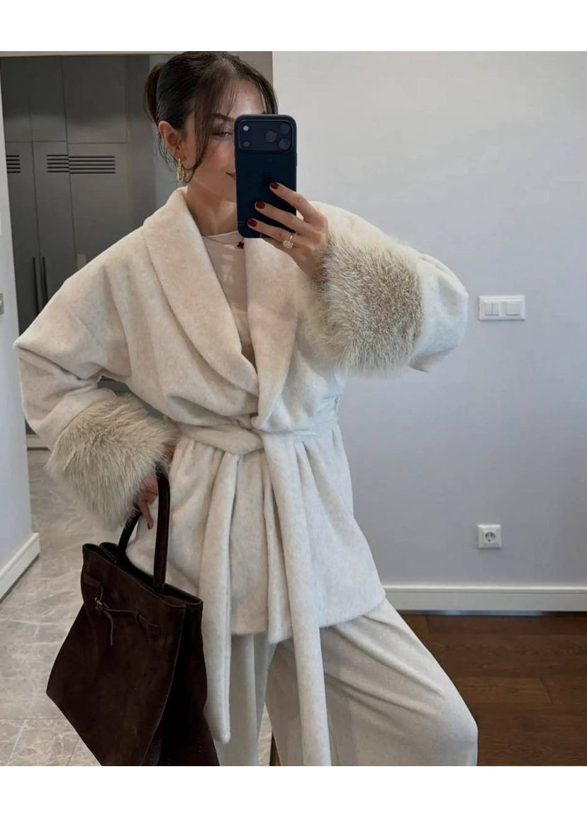 Утепленная оверсайз шуба из эко меха с манжетами песец — ЗАМЕРЫ В ОПИСАНИИ Vione (371394811)