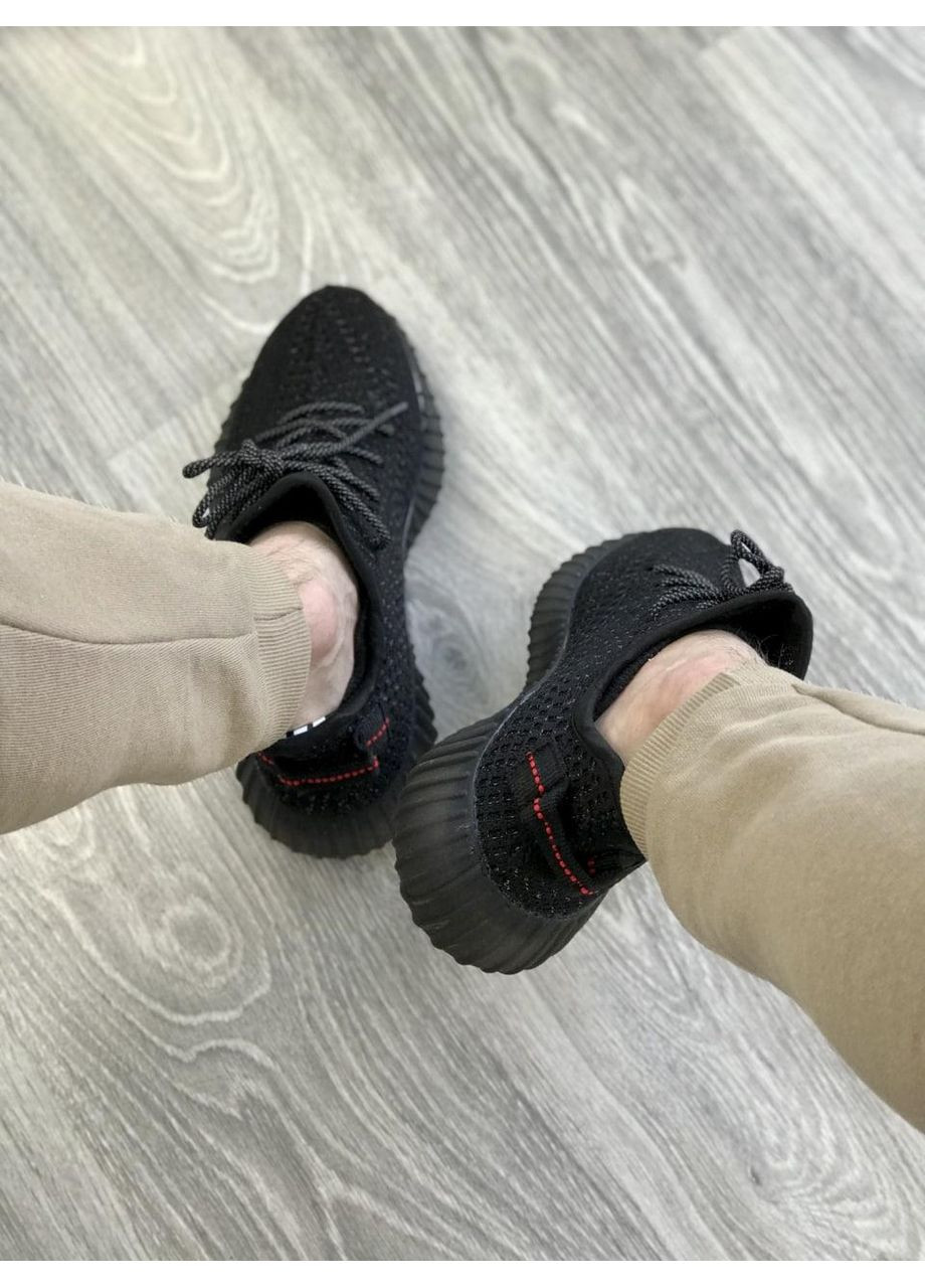 Черные демисезонные кроссовки мужские adidas yeezy boost 350 v2 black full reflective адидас изи буст No Brand