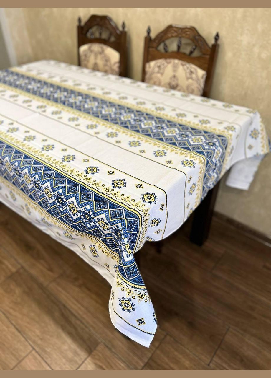 Скатертина з українським орнаментом гіпоалергенна 150х220 см Білий (П4КЕ05019-53) No Brand (306633114)