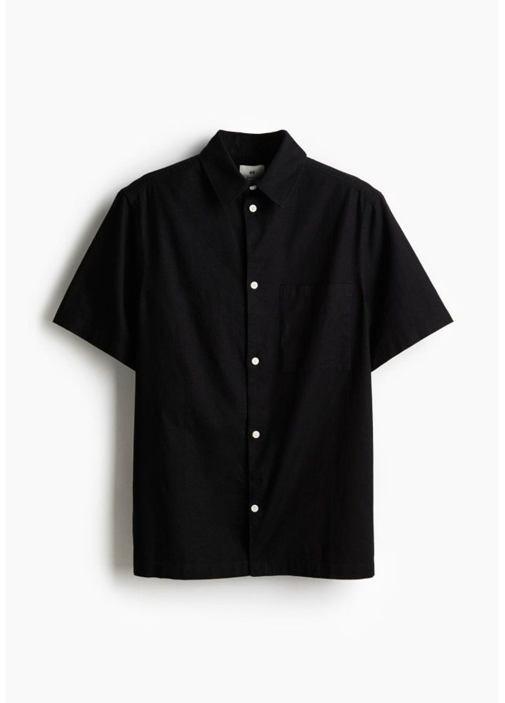 Чоловіча лляна сорочка з короткими рукавами Н&М (56910) М Чорна H&M (290704976)