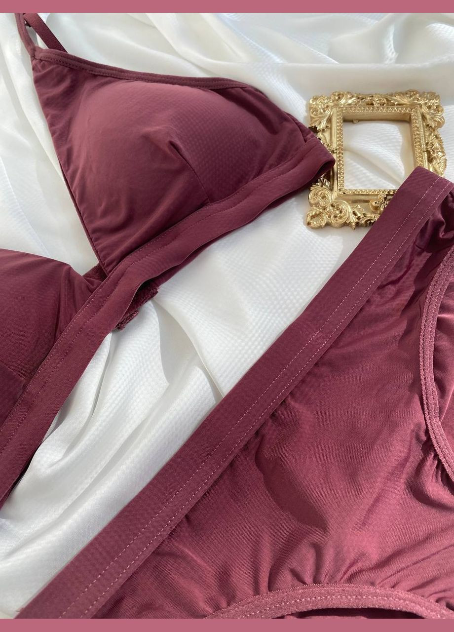 Розово-коричневый демисезонный базовый женский комплект белья No Brand