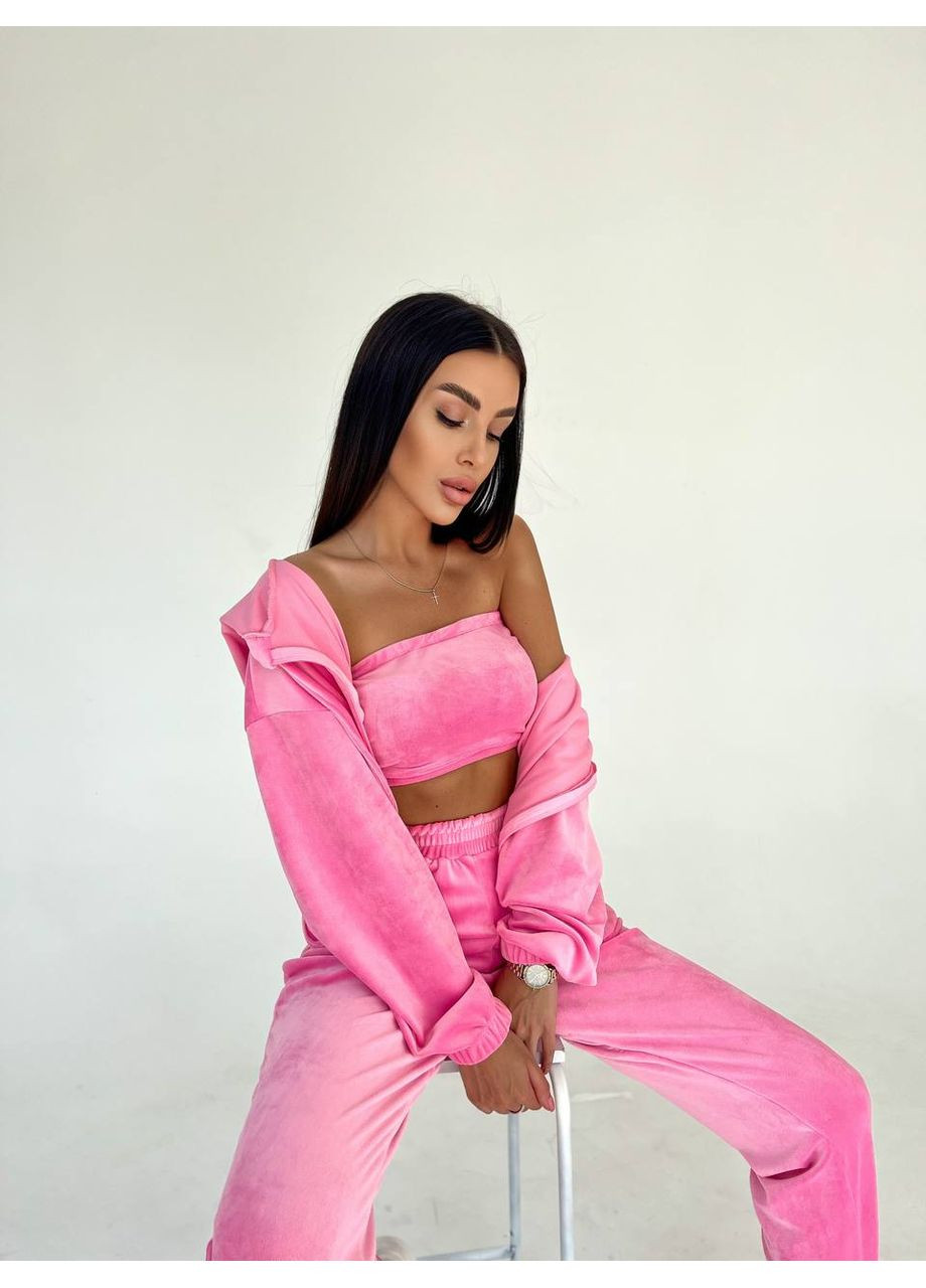 Жіночий велюровий костюм-трійка No Brand Г1469-1085/7 (356568390)