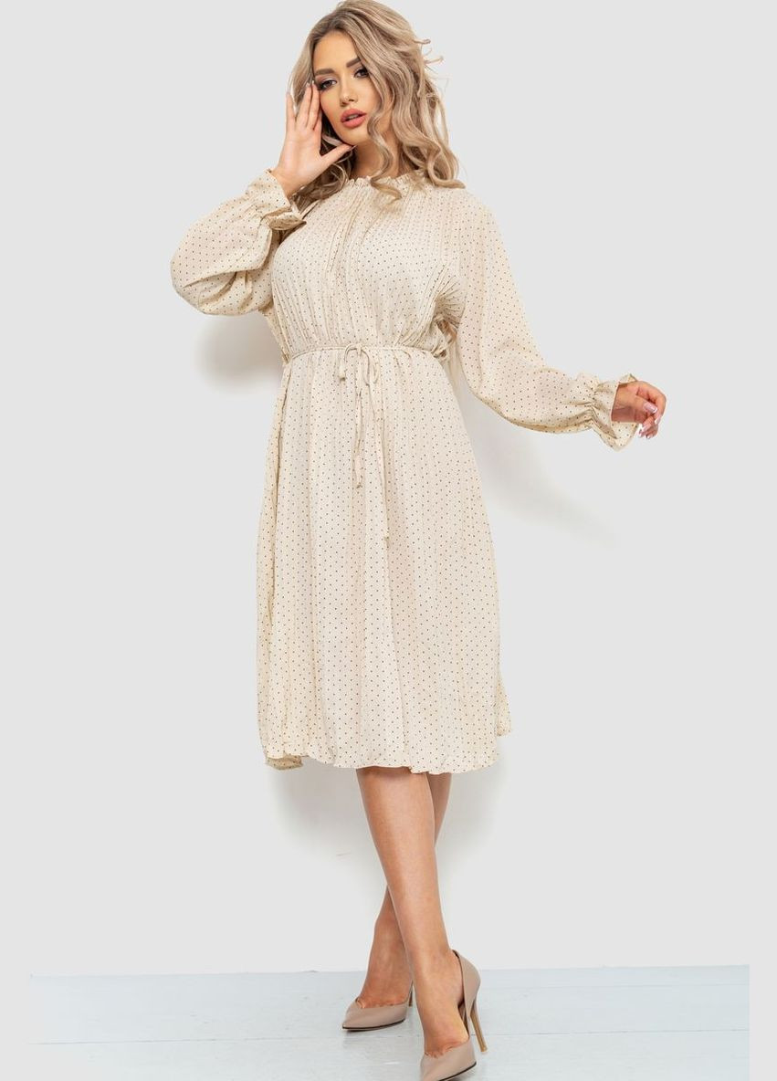 Светло-бежевое платье свободного кроя шифоновое,, 204r701 Ager