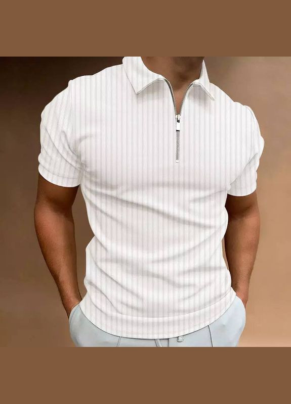 Белая футболка поло мужская с коротким рукавом No Brand