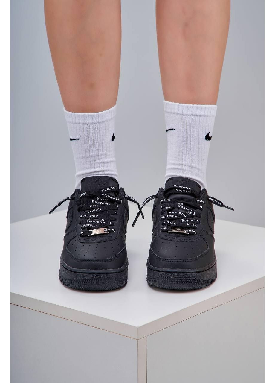 Черные демисезонные кроссовки мужские nike air force 1 supreme black найк аир форс 1 премиум No Brand