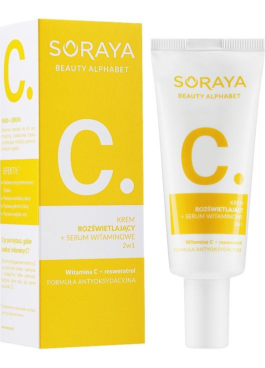 Осветительный крем + витаминная сыворотка 2 в 1 Beauty Alphabet Vitamin С + Resveratrol 30ml Soraya (368652664)